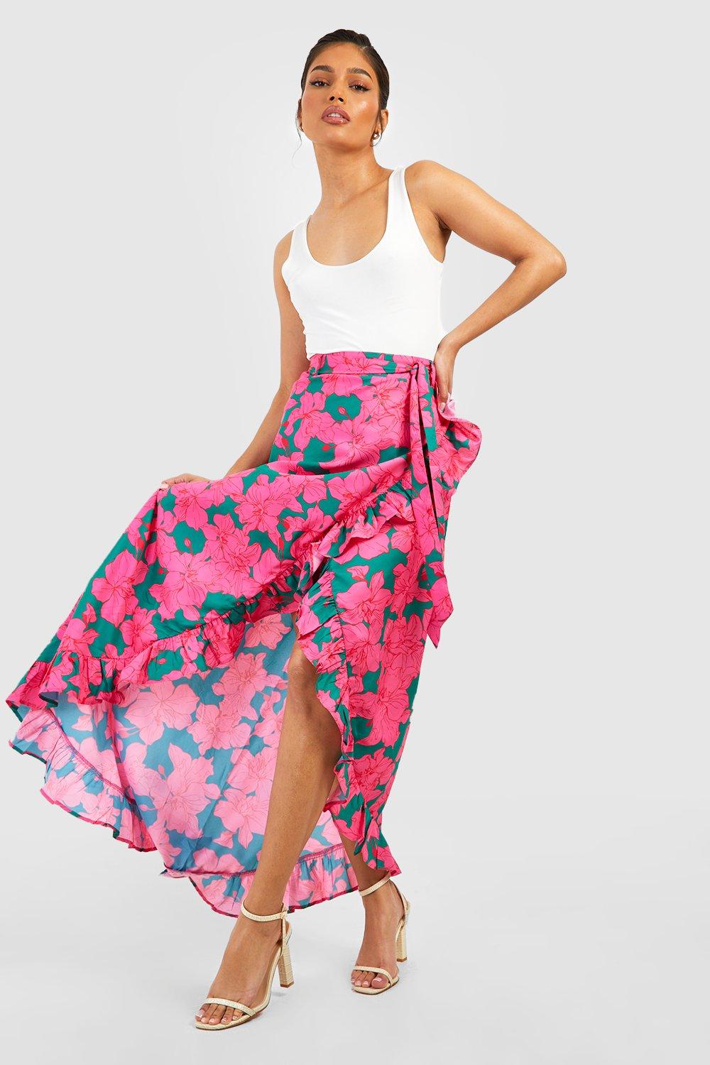 Maxi wrap hotsell skirt boohoo